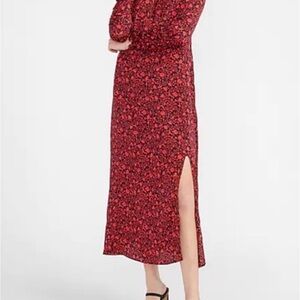 Express Red Floral Midi Dress